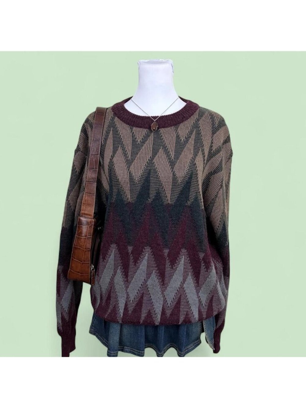 90s geometric chevron retro indie sweater